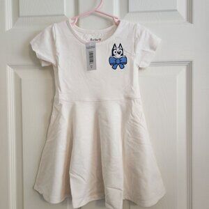 Bluey Toddler Girls Short Sleeve Dress Size 3T White Casual Dress NWT
